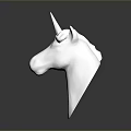 Silver Unicorn Head Sculpture With Metallic Shiny Surface Modern Decorative Art Piece