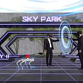 Futuristic Photo Check in Spot at SKY II with VR Experience and Blue Light Rings
