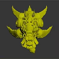Fantasy Character Riding Mythical Dragon Creature With Orange Head Red Armor Green Claws And Swords