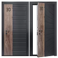 Sleek Black Security Door With Blue Light Strip Secure Lock And Modern Design 3d model