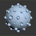 Blue Geometric Metallic Sphere Structure With Shiny Nodes And Network Design 3d model