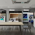 Hisense Home Appliance Store Modern Interior With Display Cabinets And Tables Chairs