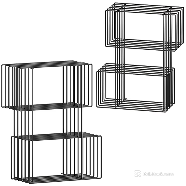 Modern Geometric Metal Bookcase With Open Stacked Shelves And Minimalist Style 3d model 