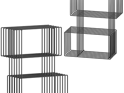 Modern Geometric Metal Bookcase With Open Stacked Shelves And Minimalist Style 3d model