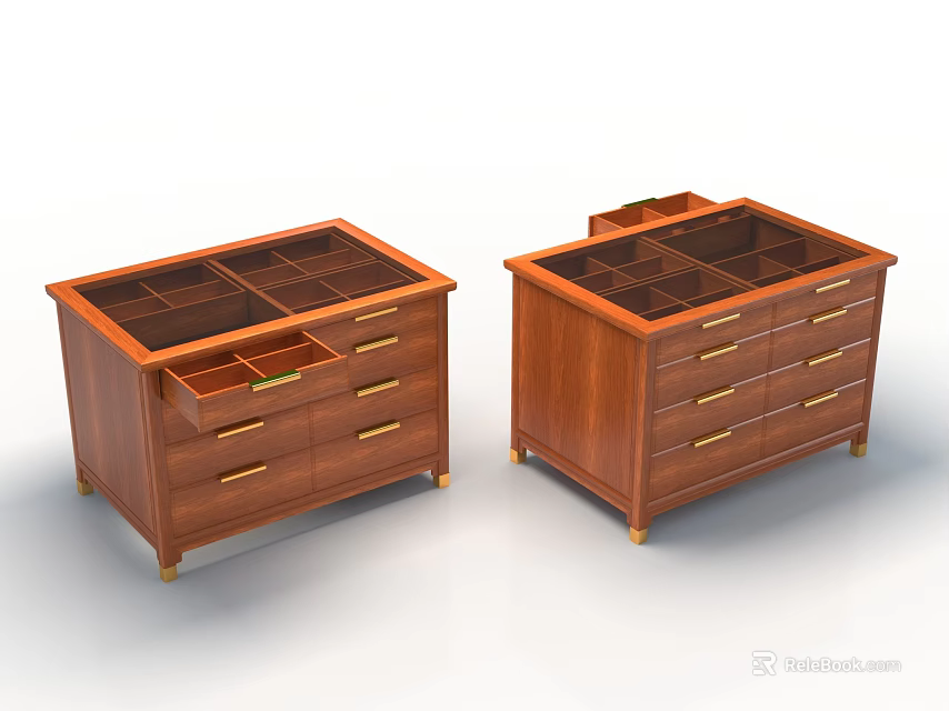 Functional Wooden Desk With Multiple Drawers And Divided Storage Compartments 3d model