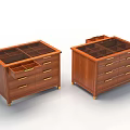 Functional Wooden Desk With Multiple Drawers And Divided Storage Compartments 3d model