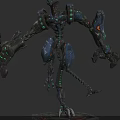 Cybernetic Creature Character With Glowing Green Lines And Mechanical Sci Fi Design