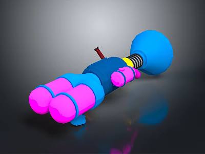 Colorful 3D Mechanical Structure With Pink Blue Yellow Cylindrical Parts And Spring Design 3d model