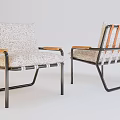 Modern Leisure Chairs With Fabric Upholstery Wooden Armrests And Metal Frame Design