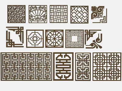 Traditional Chinese Partitions With Intricate Geometric Patterns And Cultural Motifs 3d model