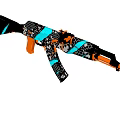 Vibrant Decorative Rifle With Orange Turquoise Black Patterns And Stylish Design 3d model