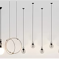 Stylish Modern Pendant Lights With Geometric Shapes And Diverse Bulb Designs 3d model