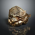 Ancient Golden Mask With Intricate Carvings And Ornate Decorative Patterns