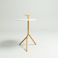 Minimalist White Round Side Table With Wooden Three Legged Stand Design 3d model