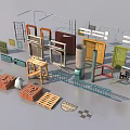 Public Facilities Components Including Various Doors Railings Bricks And Building Materials 3d model