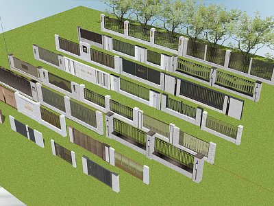 Modern Landscape Garden Wall Designs With Various Grille Patterns And Greenery 3d model
