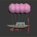 Creative Structure With Pink Hot Air Balloon Small Boat Blue House And Pink Paddles