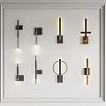 Modern Black and Gold Wall Lamps with Square and Circular Design for Interior Decoration