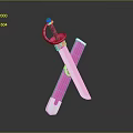 Pink Decorative Sword With Matching Sheath Crossed On Glossy Black Background