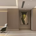 Modern Living Dining Room Interior With TV Wall Accent Chair Artwork And Wine Cabinet