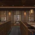 Japanese Restaurant Traditional Interior With Wooden Decor Lantern Lighting And Dining Tables Setup