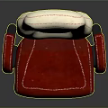 Modern Office Chair Featuring Beige Backrest Red Seat Armrests And Logo Design With Wheels