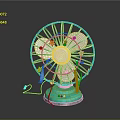 Colorful Turquoise Toy Ferris Wheel With Star Decorations And Blue Base