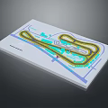 Track Layout Design With Colorful Path Lines And Floor Plan Elements 3d model