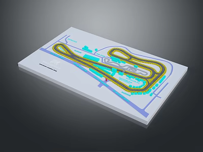 Track Layout Design With Colorful Path Lines And Floor Plan Elements 3d model