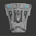 Futuristic Metallic Tech Structure With Blue Neon Illumination And Sleek Silver Design