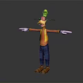 Cartoon Character with Green Hat Long Nose Orange Shirt Blue Pants and Arms Outstretched