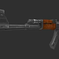 Modern Assault Rifle Featuring Wooden Stock And Metal Components Design