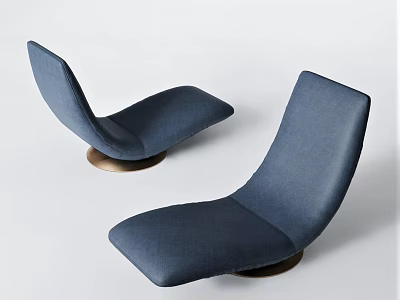 Modern Blue Lounge Chairs With Round Metal Base And Comfortable Design 3d model