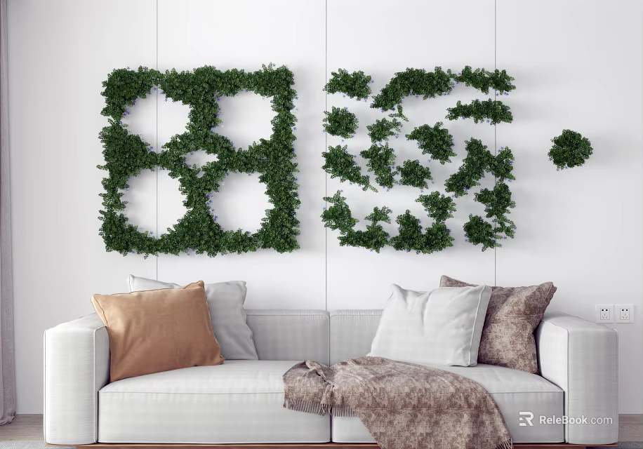 Green Plant Wall Decor On Living Room Wall 3d model 