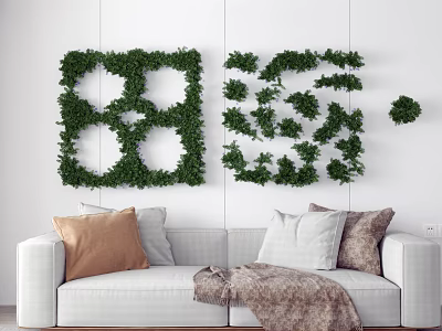 Green Plant Wall Decor On Living Room Wall 3d model