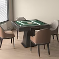 Modern Entertainment Table With Green Felt Surface Four Chairs And Contemporary Design
