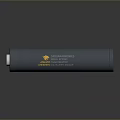 Gray Weapon Cylindrical Component Made Of Engineered Materials With Yellow Logo 3d model