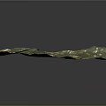 3D Mountainous Terrain Model With Central Volcanic Crater Lush Green Vegetation And Snowy White Areas