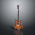 Vintage Orange Brown Acoustic Guitar As Living Room Decor Accessory