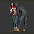 Happy Loving Parents And Baby Playing Together On Black Background