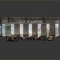 Abandoned Industrial Site With Concrete Tanks Brick Walls Windows And Rusted Floor
