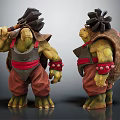 Turtle Warrior Creature Character With Red Armor Axe Muscular Build Front Back Views 3d model
