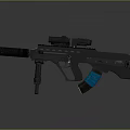 Tactical Assault Rifle With Scope Suppressor And Blue Magazine Modern Military Firearm Design