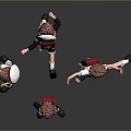 Children In School Uniforms With Red Backpacks Doing Various Playful Poses