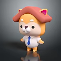 Cartoon Shiba Inu 3D Game Movie Character Wearing Red Hat White Shirt And Blue Tie