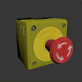 Yellow Emergency Stop Button With Red Rotating Knob And CE Mark