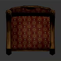 Vintage Ornate Wooden Chair With Carved Top Decorative Frame And Red Patterned Upholstery
