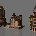 European Architecture 3D Models Featuring Dome Tower Arched Windows And Red Brick