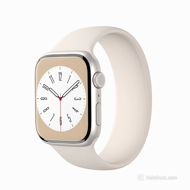 Modern Smartwatch Featuring Beige Silicone Strap And Classic Analog Dial Design 3d model