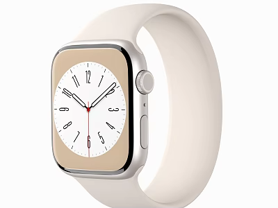 Modern Smartwatch Featuring Beige Silicone Strap And Classic Analog Dial Design 3d model